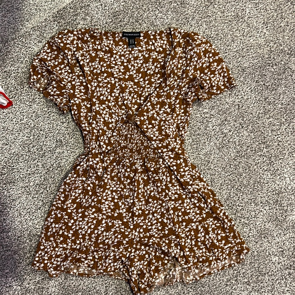 Brown floral romper